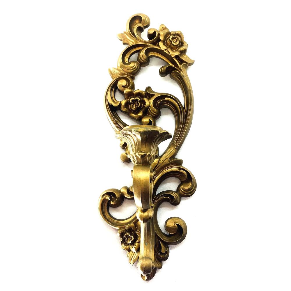 Vintage HOMCO Hollywood Regency 4118 Wall Candle Holder Sconce MCM Floral